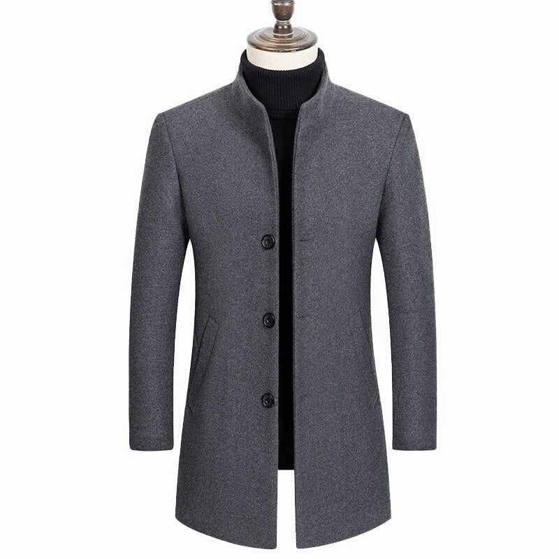 West Louis? Boutique Stand Collar Woolen Business Long Coat Innovate