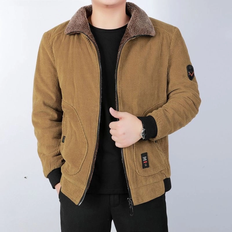 West Louis? Man Corduroy Fleece Lining Bomber Jacket Oil