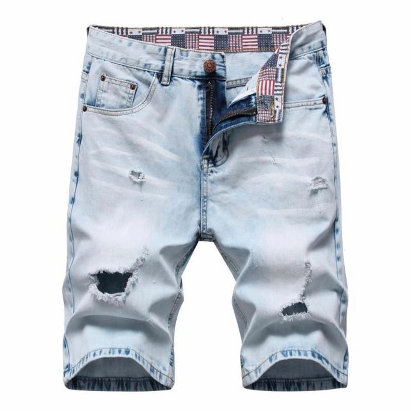 West Louis? Ripped Bermuda Fashion Cotton Jeans Shorts Active Shorts