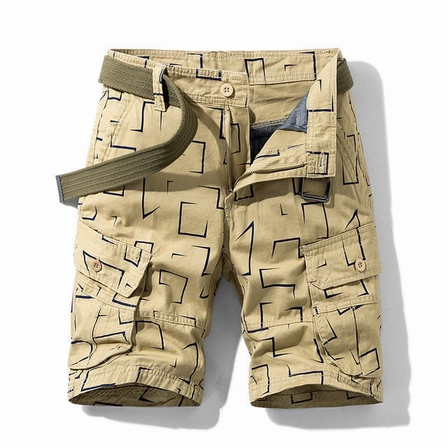 West Louis? Unique Pattern Cargo Shorts Anti Static Material Elastic Fit