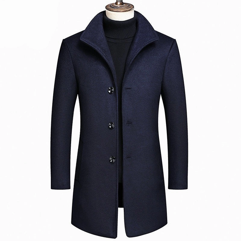 Trend Stretchable Panels West Louis? Winter Wool & Blends Stand Collar Long Trench Coat