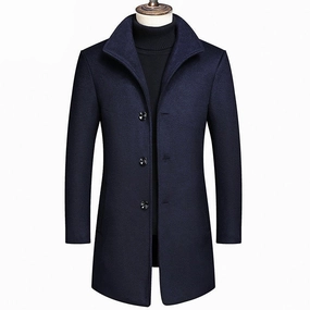 Trend Stretchable Panels West Louis? Winter Wool & Blends Stand Collar Long Trench Coat