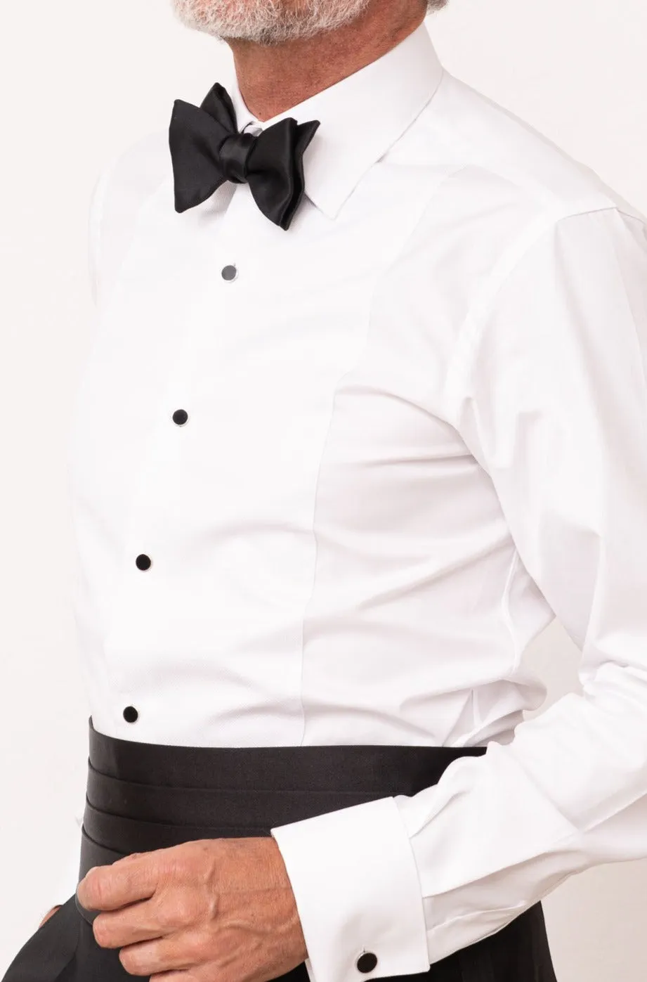 White tuxedo piqu?? BIB front Shirt - Made in Italy Seasonal Collection