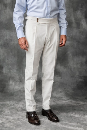 White corduroy Soragna trousers - Made in Italy Shape Retention
