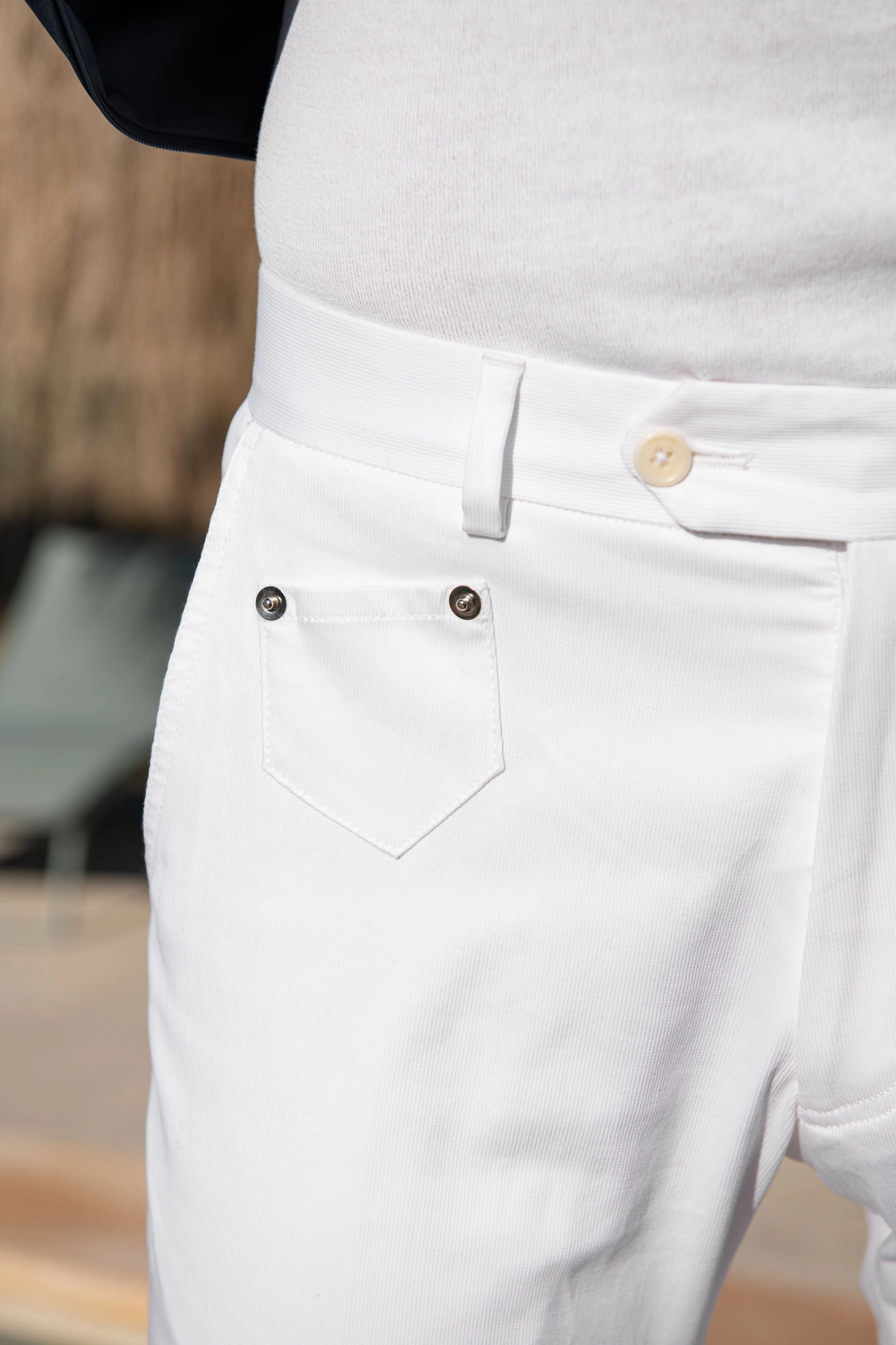 Flexible Waistband White cotton Sirmione trousers - Made in Italy