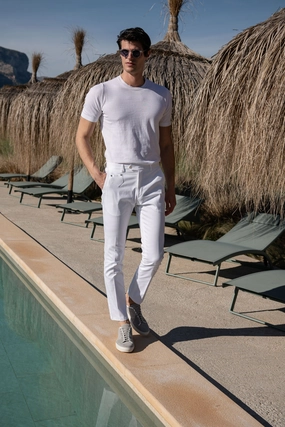 White cotton Sirmione trousers - Made in Italy Chill Fit Comfortable fit