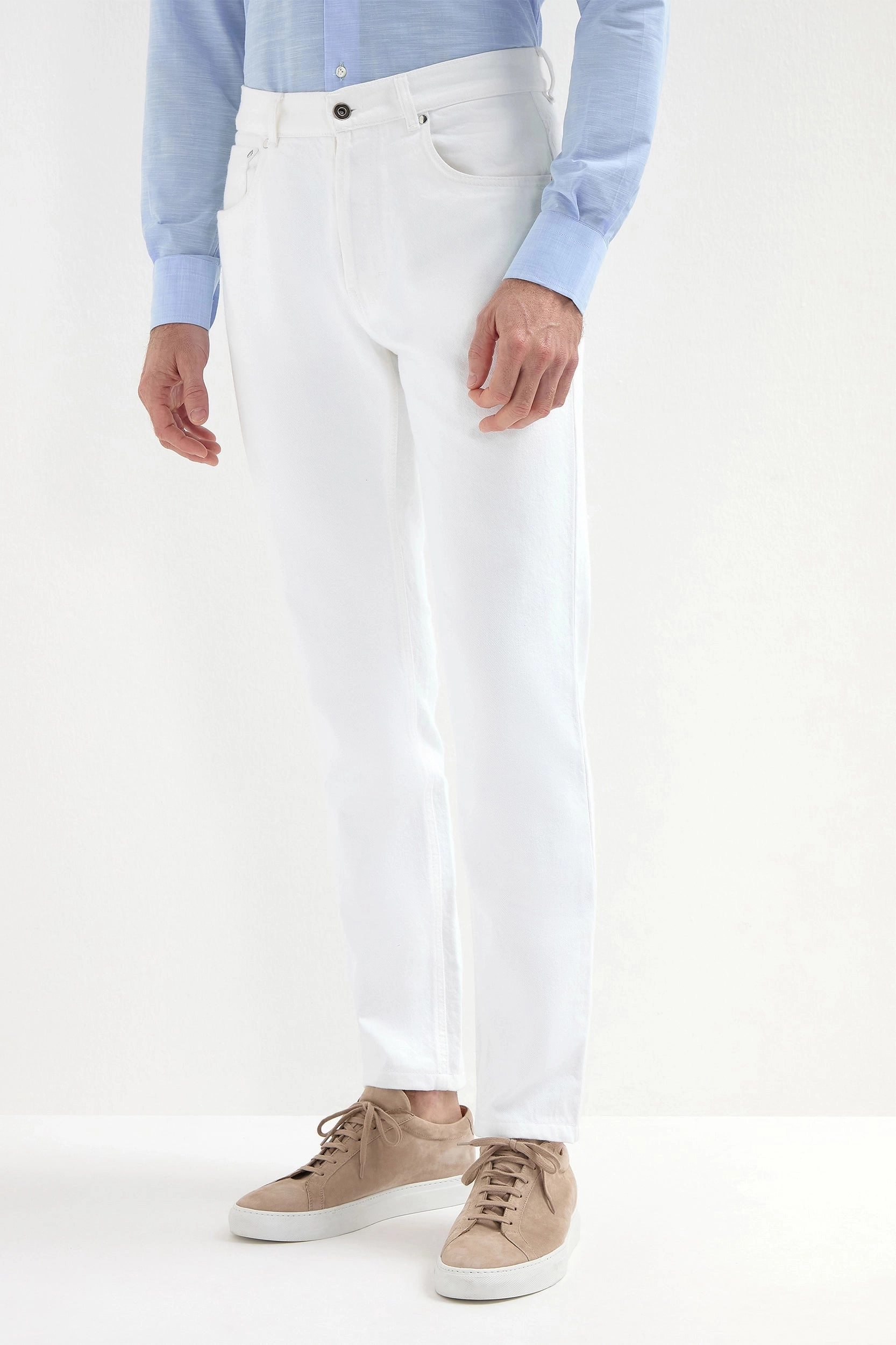White jeans - Candiani cotton - Made in Italy Flat Seams