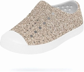 Girl's Jefferson Glitter Sneaker In Metal Bling/ Shell White Track Support AntiOdor