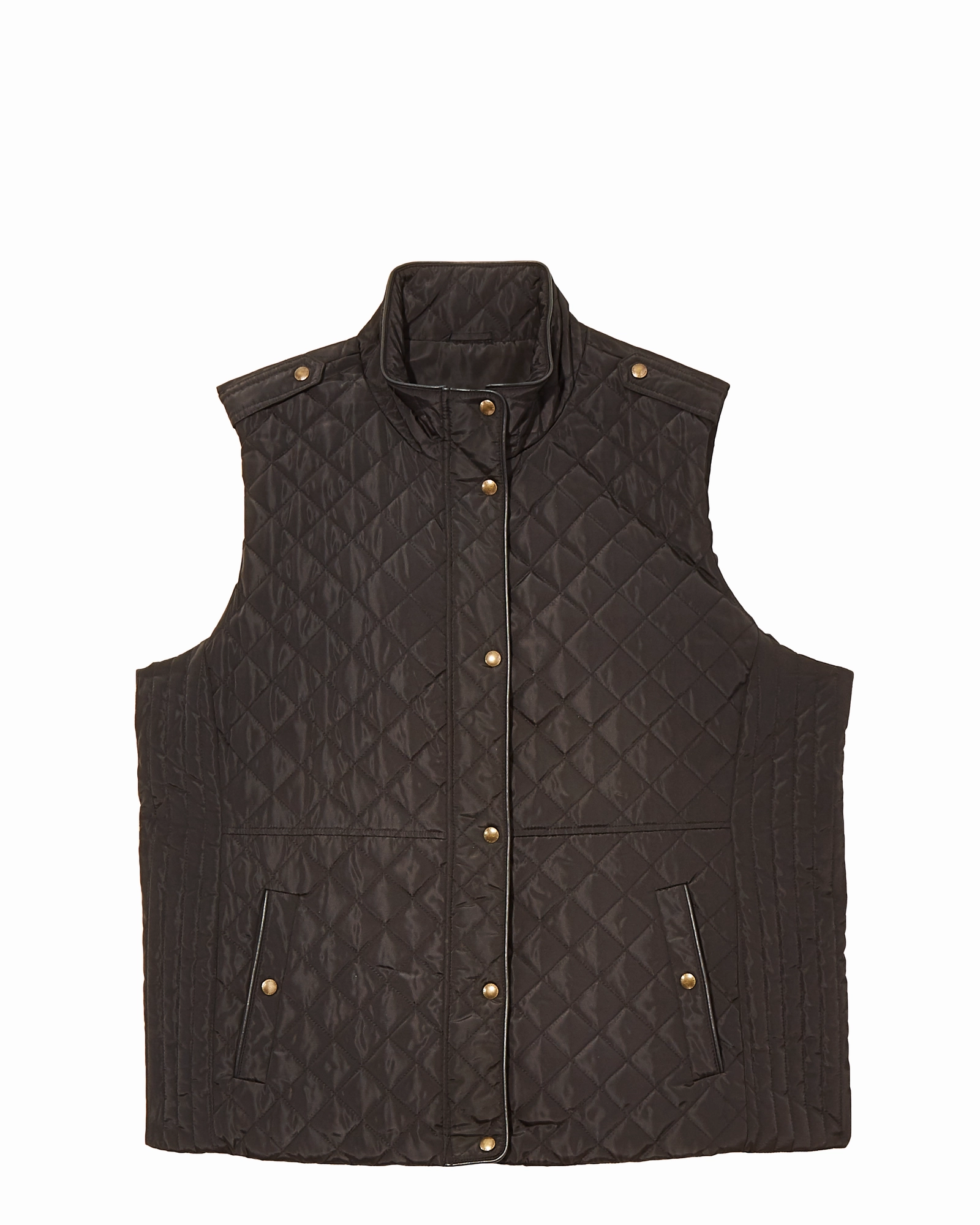 Winnipeg Quilted Vest with Faux Leather Accent | Black high - street buy