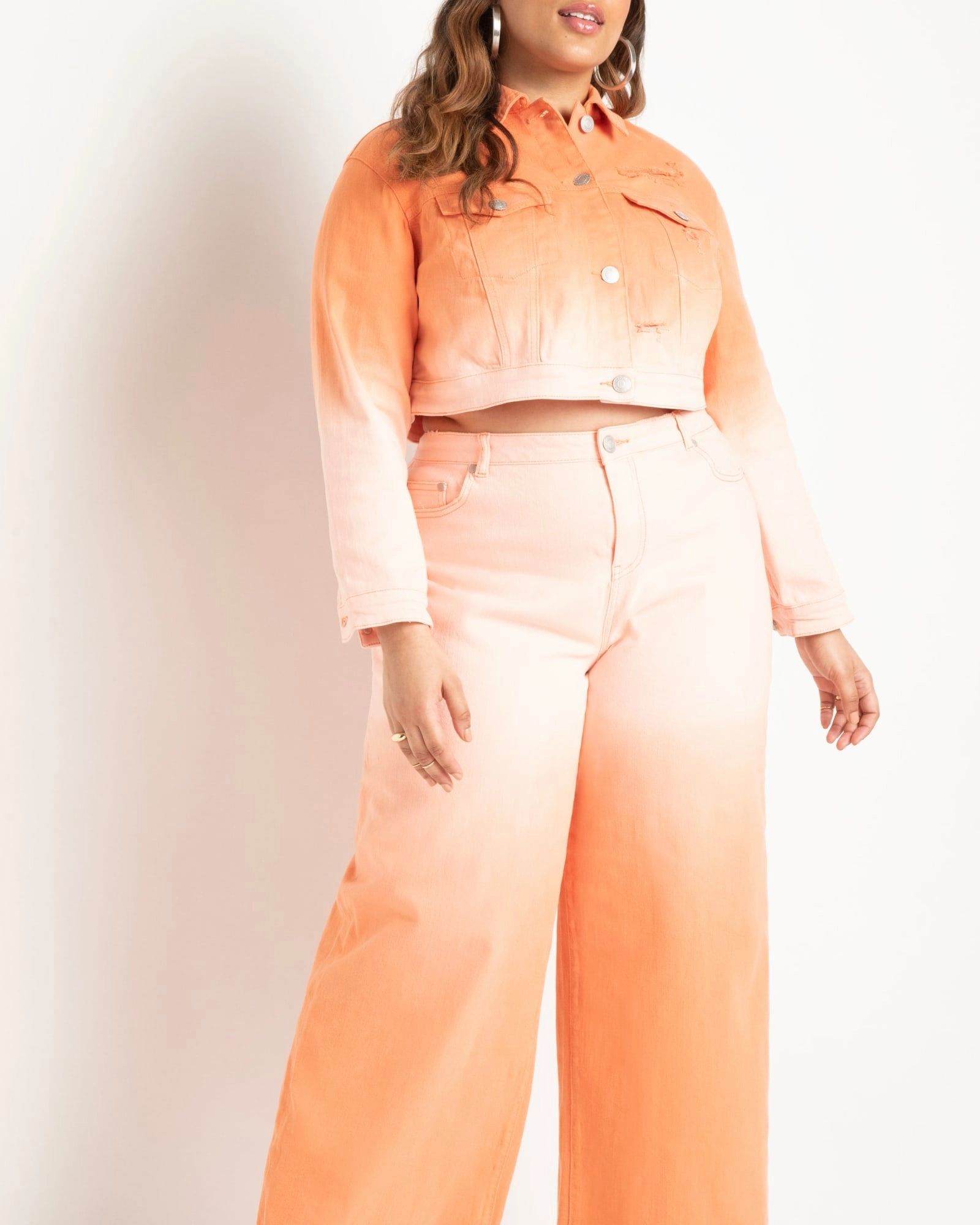 Functional Insulation Easy Fit Ombre Cropped Denim Jacket | Summer Sun