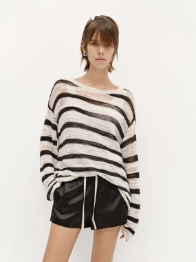 Lightweight Stripe Knit Sweater Textured Knit