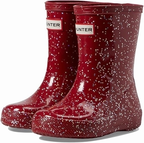 Functional And Fashionable Hunter First Classic Giant Glitter Kids Burgundy Waterproof Rain Boot JOBB1815