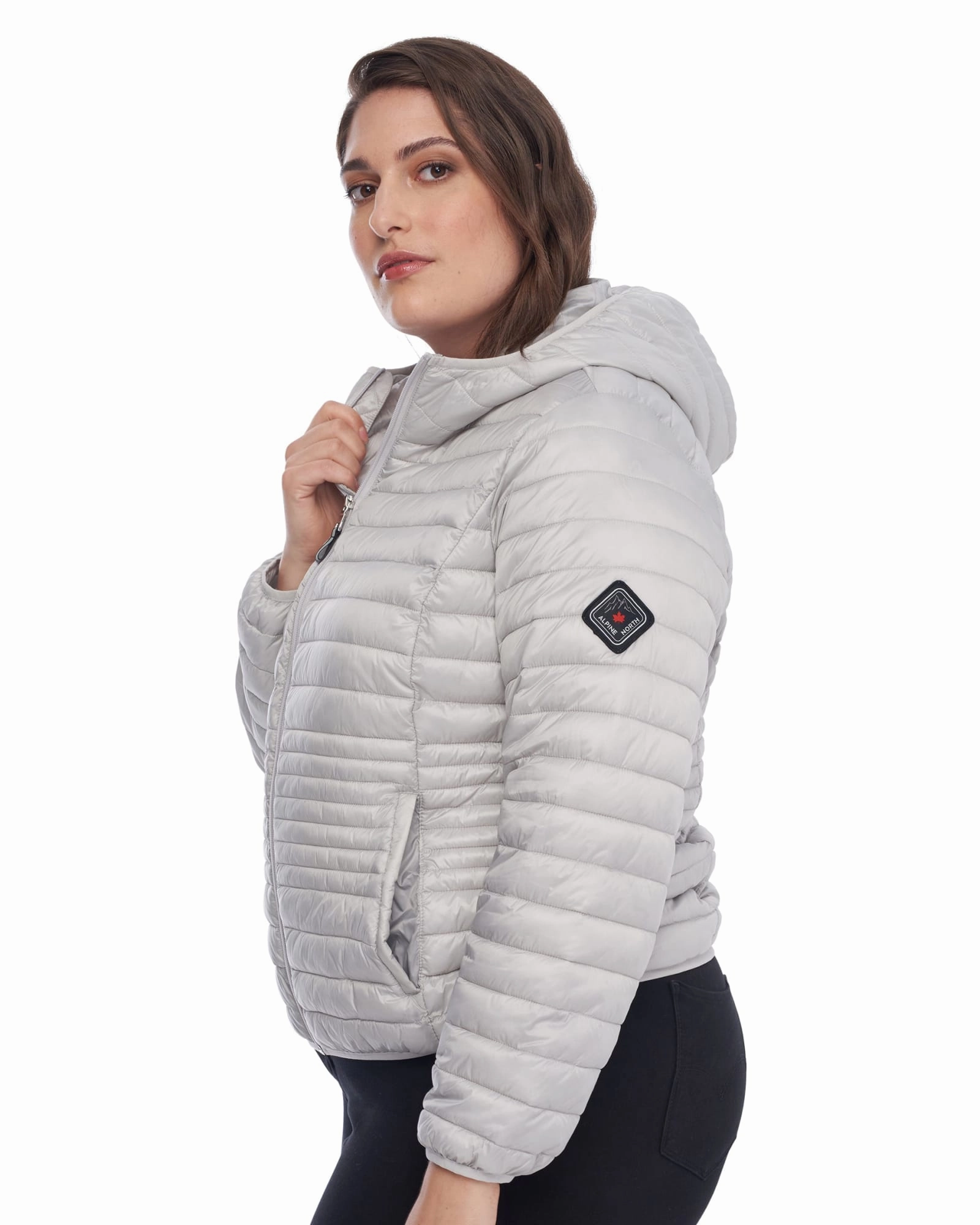Water Resistant Material Vegan Down Lightweight Packable Puffer | Silver
