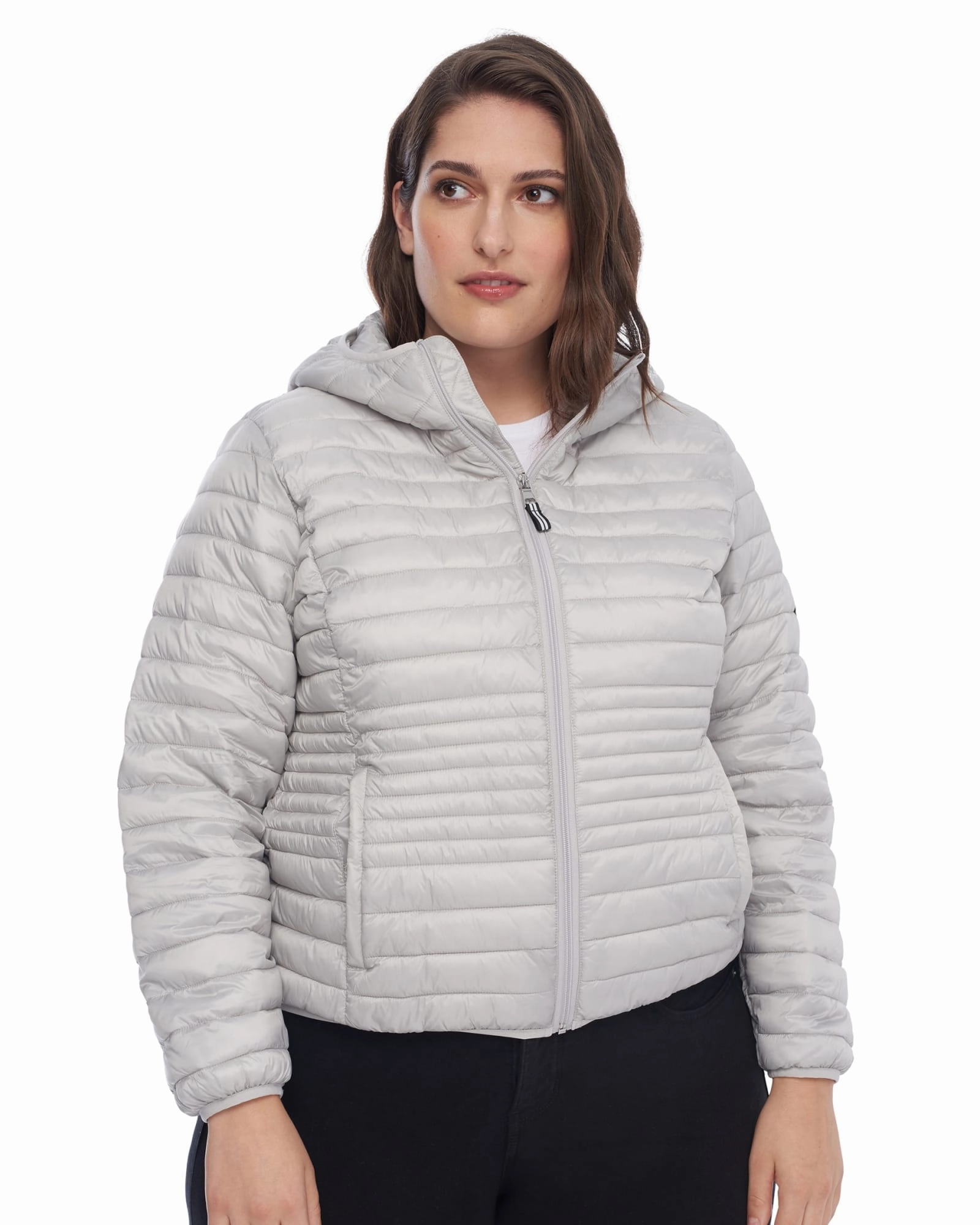 Vegan Down Lightweight Packable Puffer | Silver Solution multi-color