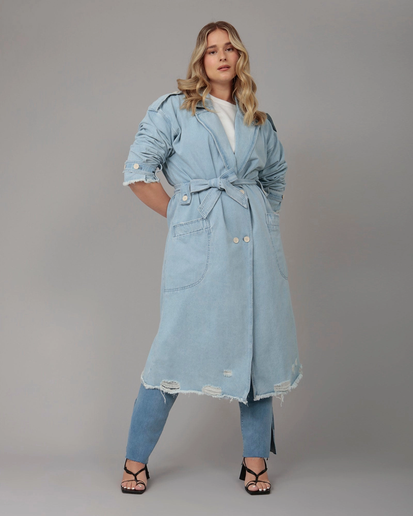 Women's AVERY-BO Denim Trenchcoat | Blue Opal Cruise