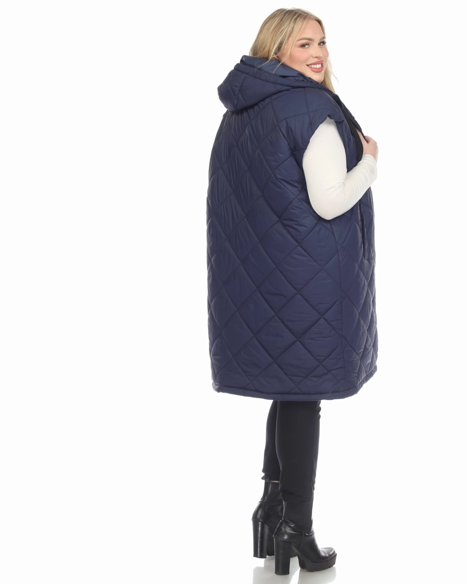 Cozy Touch Women's Diamond Quilted Hooded Puffer Vest | Navy