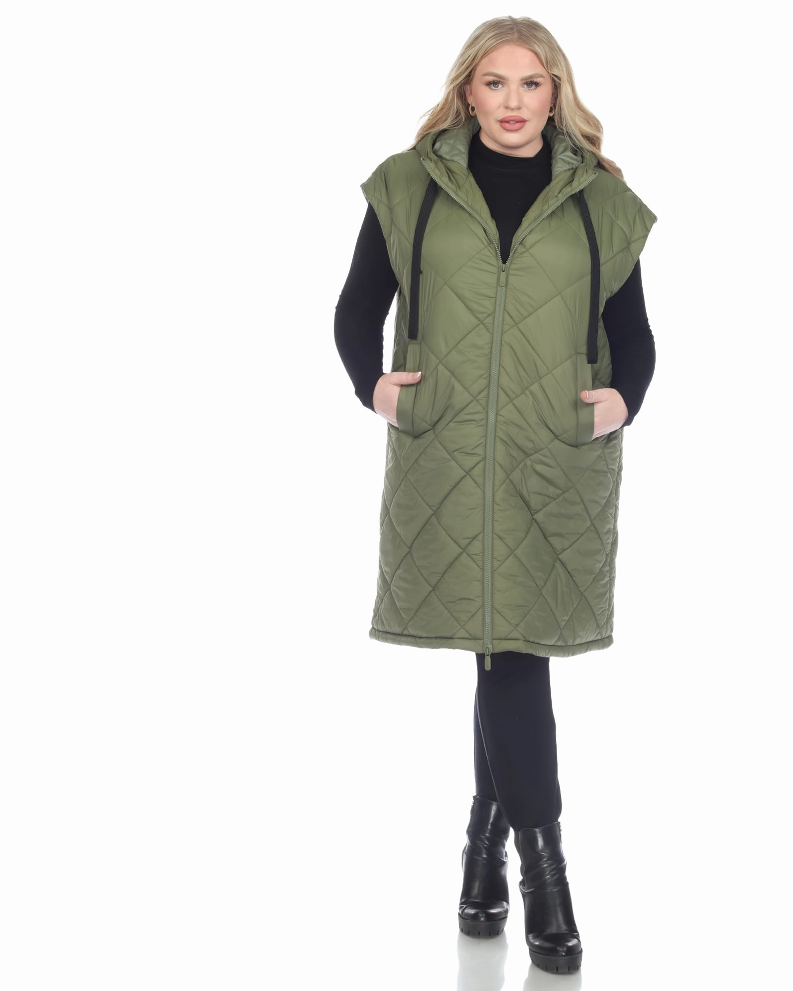 Women's Diamond Quilted Hooded Puffer Vest | Olive Morning Layer