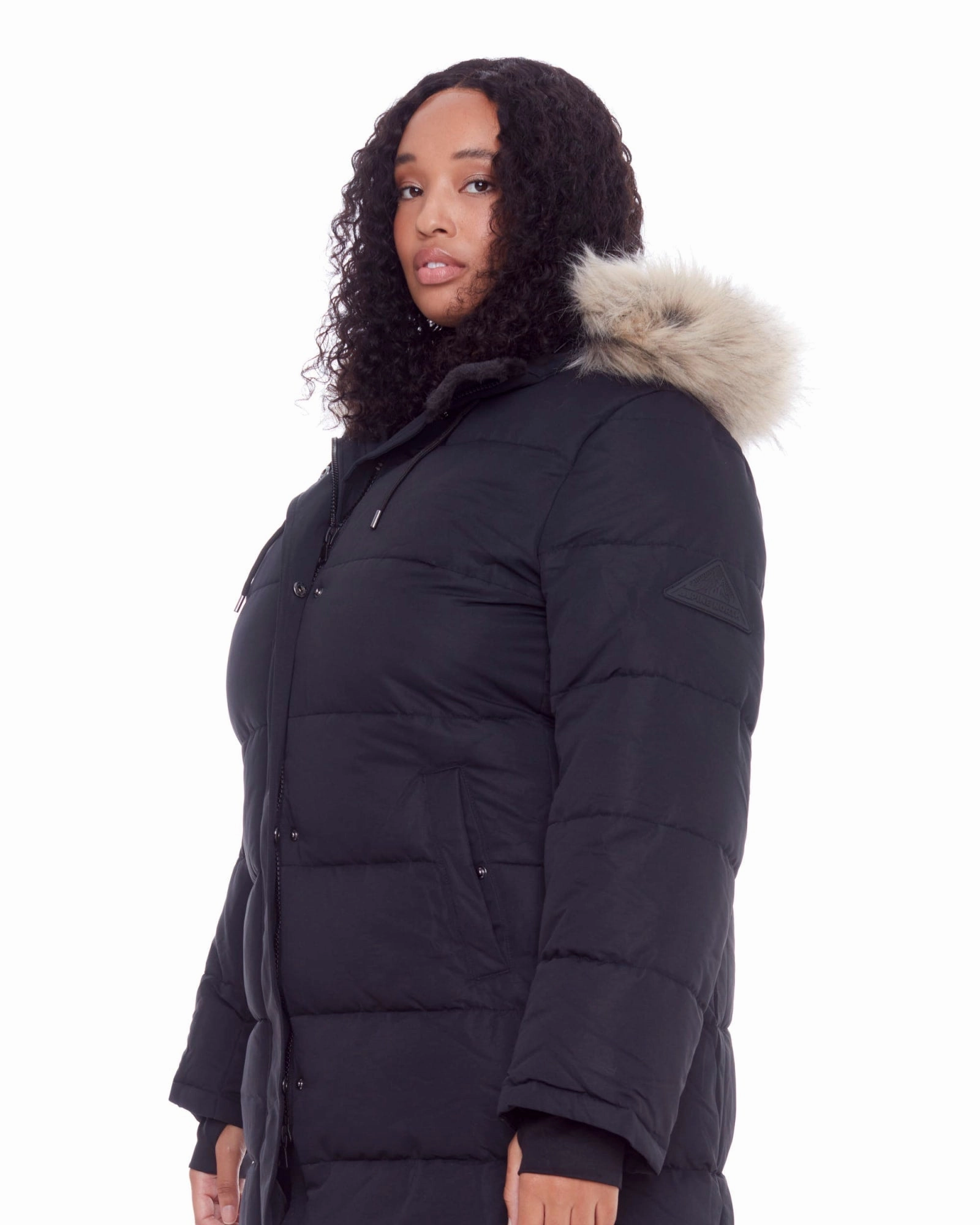 Weather-Proof Wear Women's Plus Size - AULAVIK | Vegan Down Recycled Mid-Length Hooded Parka Coat | Black
