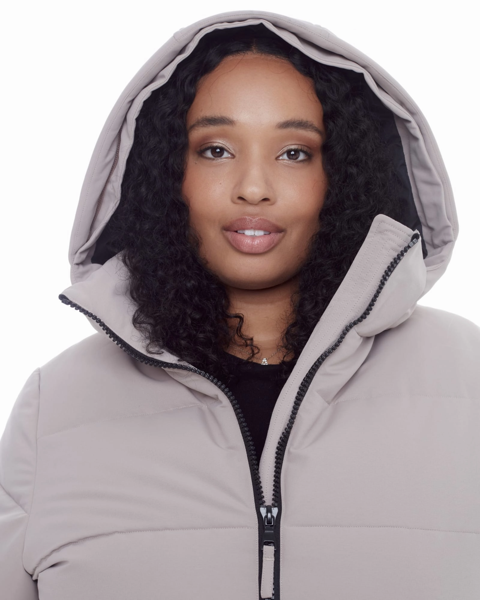 Slim Fit Cut Lightweight Packable Build Women's Plus Size - KLUANE | Vegan Down Recycled Ultra Long Winter Parka, Water Repellent | Light Taupe