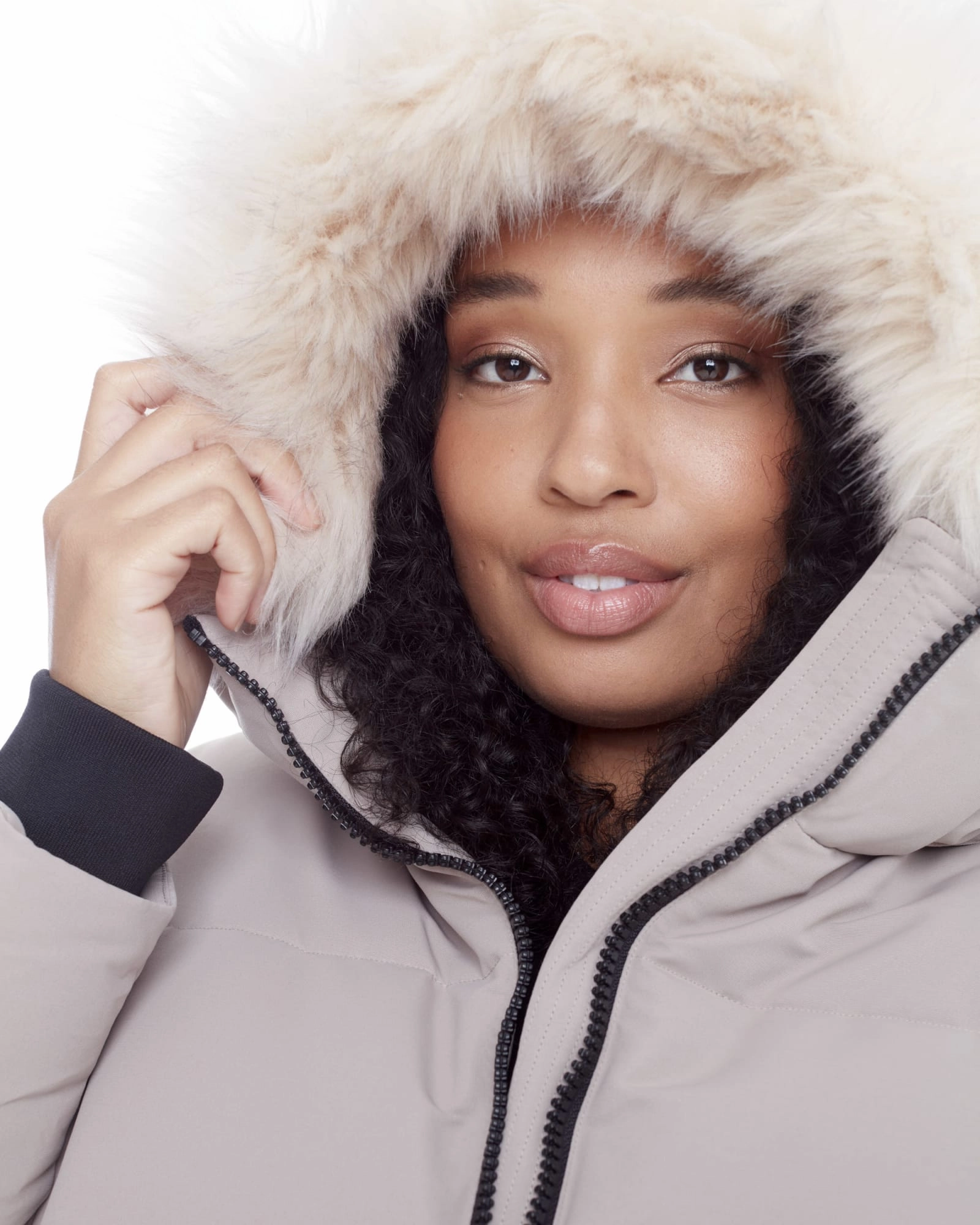 Esteem Women's Plus Size - KLUANE | Vegan Down Recycled Ultra Long Winter Parka, Water Repellent | Light Taupe