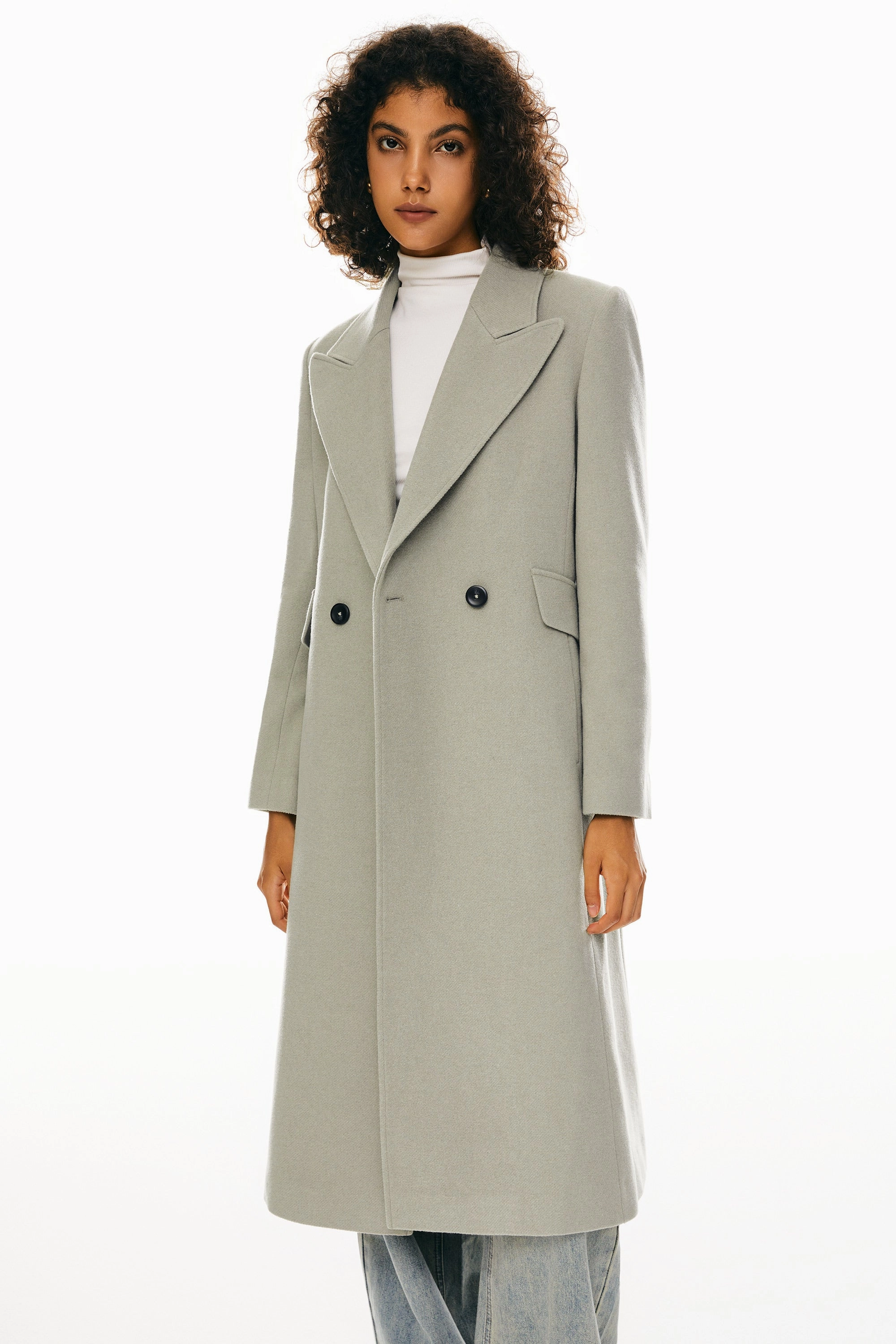 Wool Blend Long Coat Versatile Styling