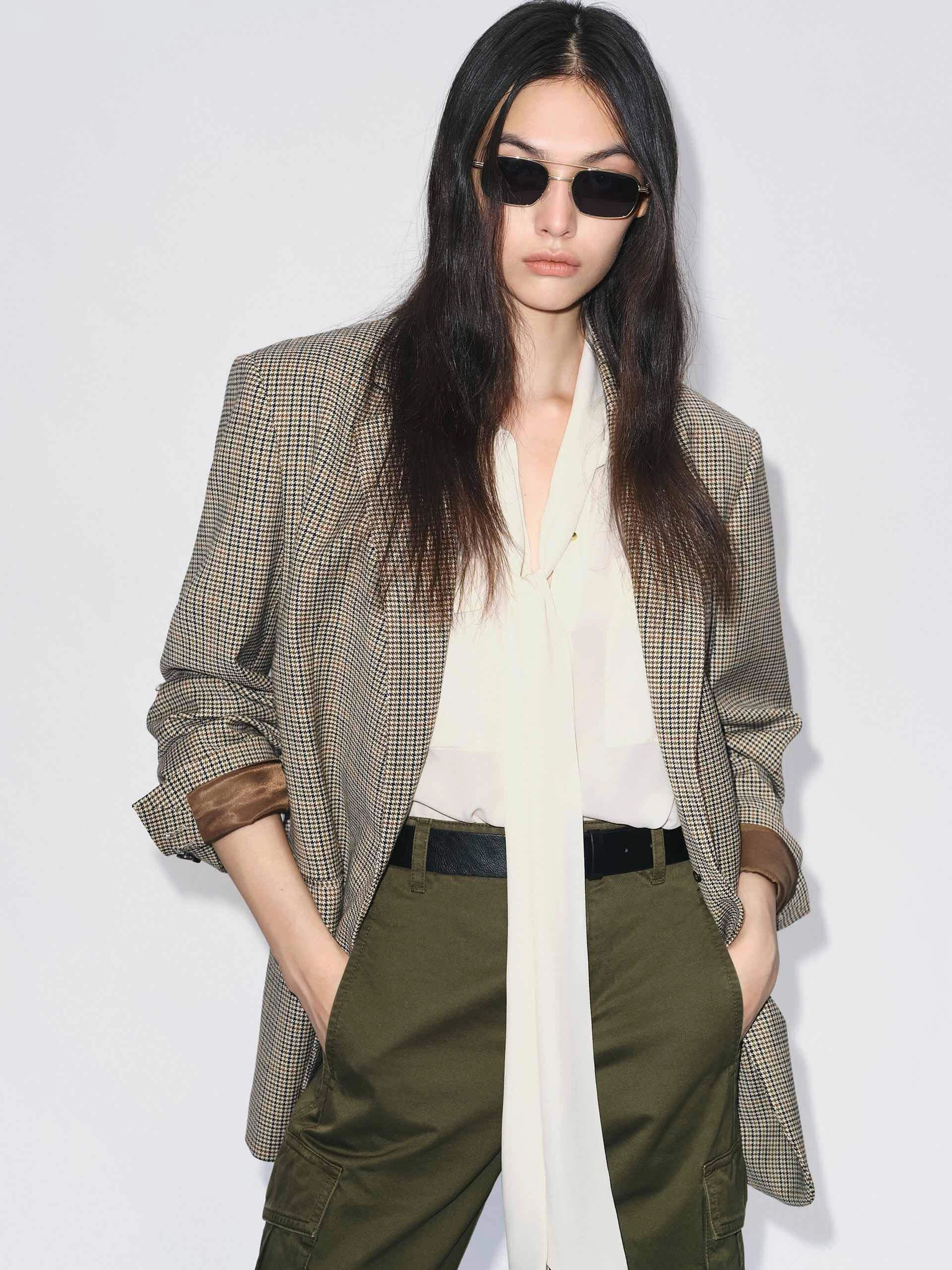 Polished Tailoring Luxury Layer Wool Blend Plaid Blazer