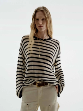 Wool Blend Striped Sweater Simple Warmth