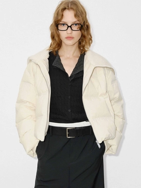 clean design Essential Casual Look Wool Collar Cropped Down Jacket