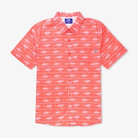 Boatbar SS Button Down Shirt | Soft Coral Non Restrictive Armhole Functional Fashion