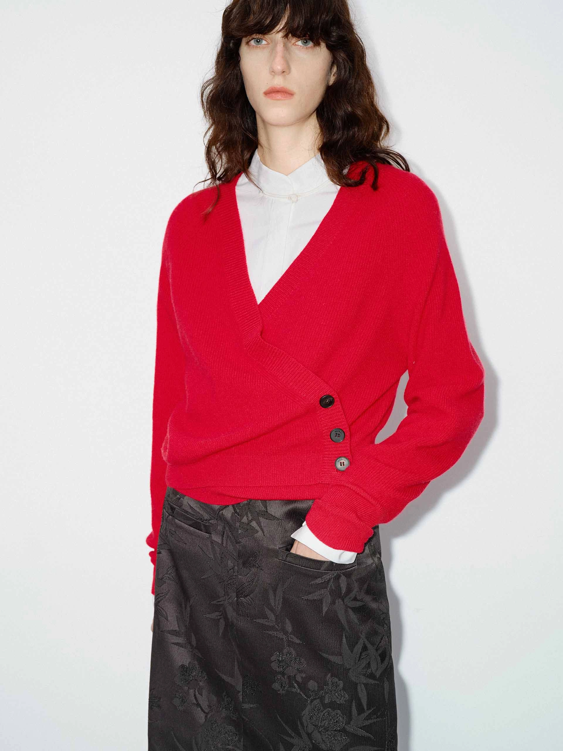 Wrap Detail Wool Sweater Sleek Wear Fit Modern Comfort