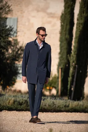 Long Sleeve Blue and grey reversible raincoat - Made in Italy