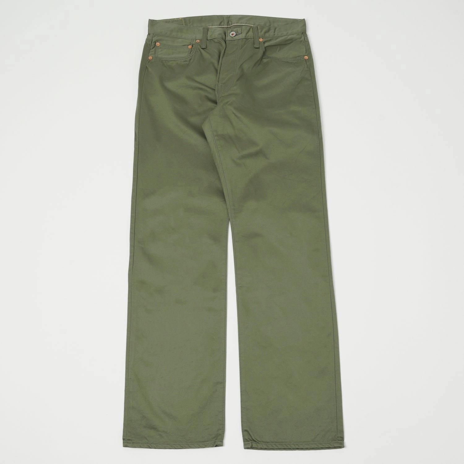 Anti Bacterial Treatment Minimal Waist Spellbound Chino Cloth Regular Straight Jean - Olive Green