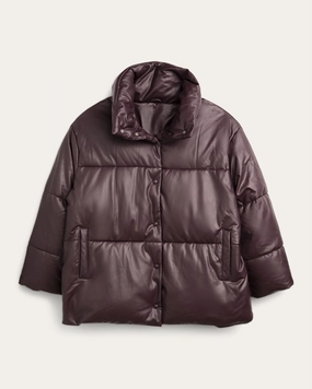 Tech Style Terri Vegan Leather Puffer Jacket | Purple