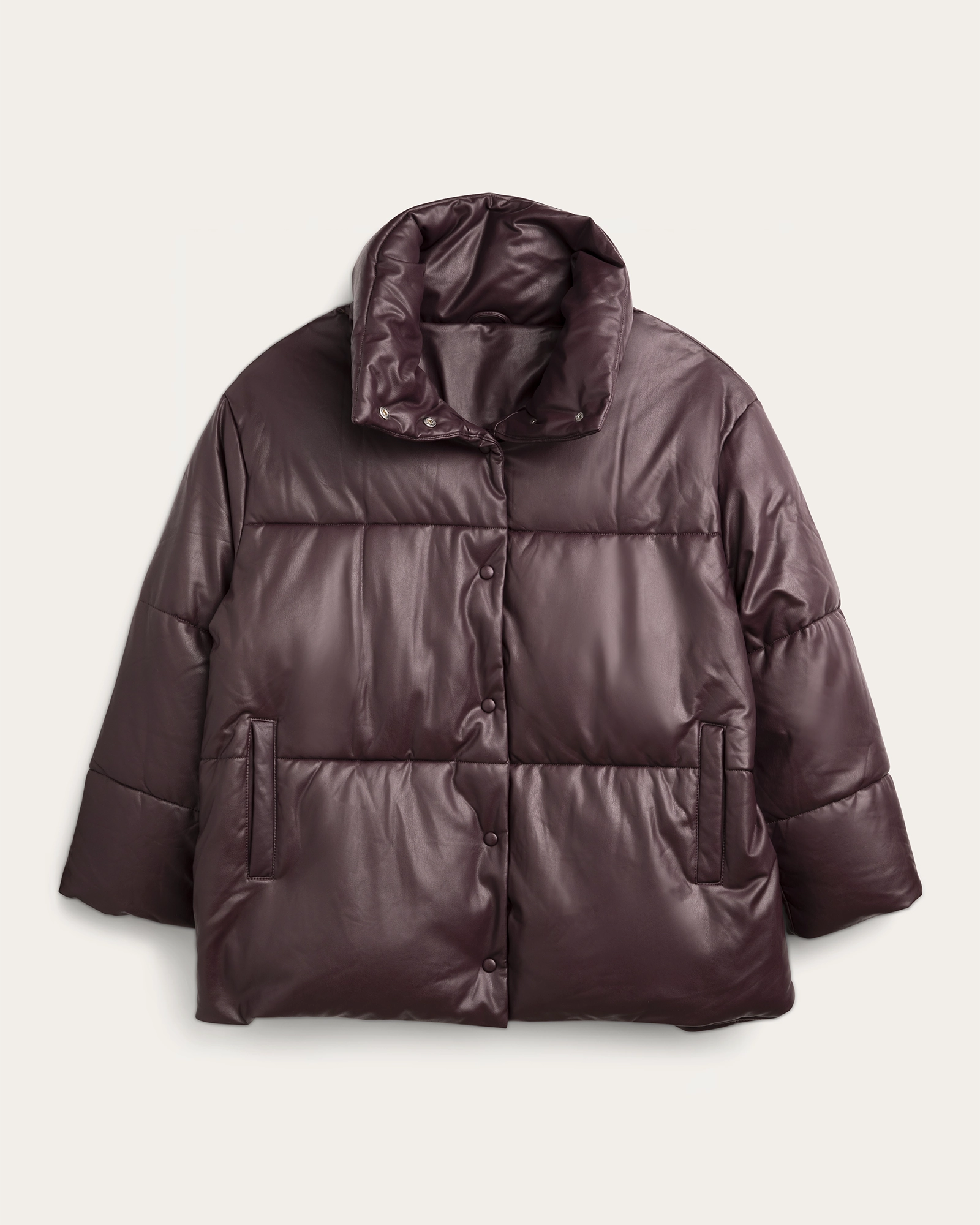 Tech Style Terri Vegan Leather Puffer Jacket | Purple