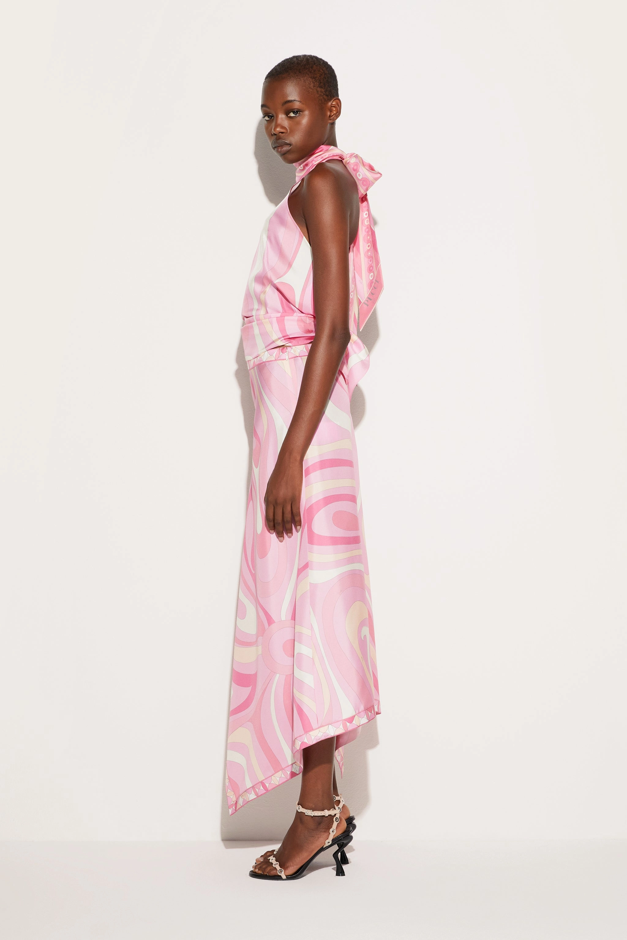 Collaboration Piece Marmo Print Asymmetrical Skirt