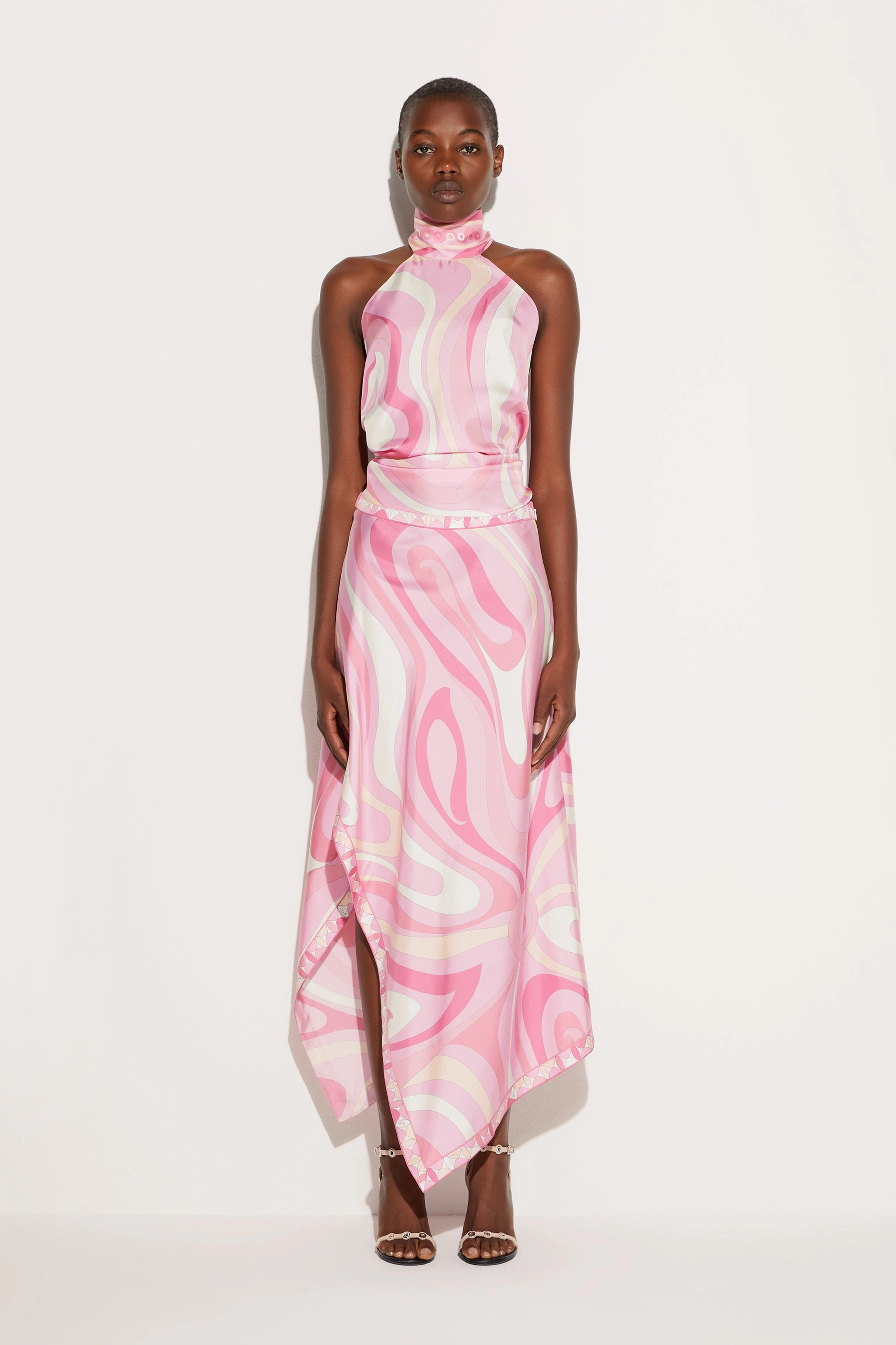 Lined interior Marmo Print Asymmetrical Skirt