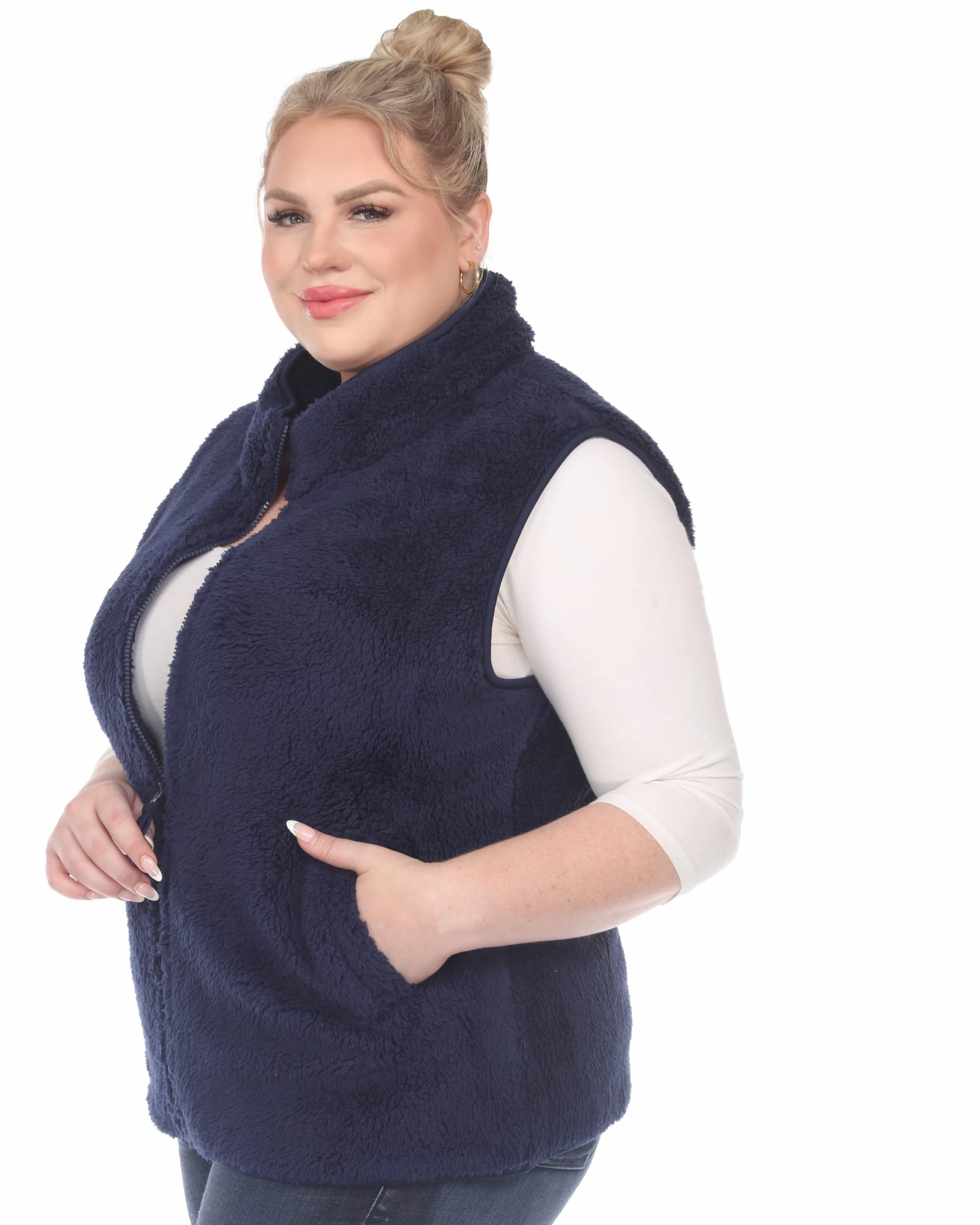 Outdoor Essentials Zip up sherpa vest | Navy