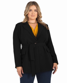 Lightweight Comfort Regina Belted Blazer | Black