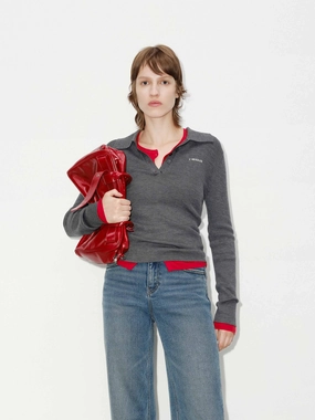 Wool Blend Fitted Knit Top Warm and Fashionable Casual Flex