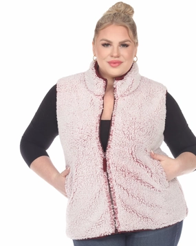 Zip up sherpa vest | Sheep Violet WrinkleResistant work - from - home