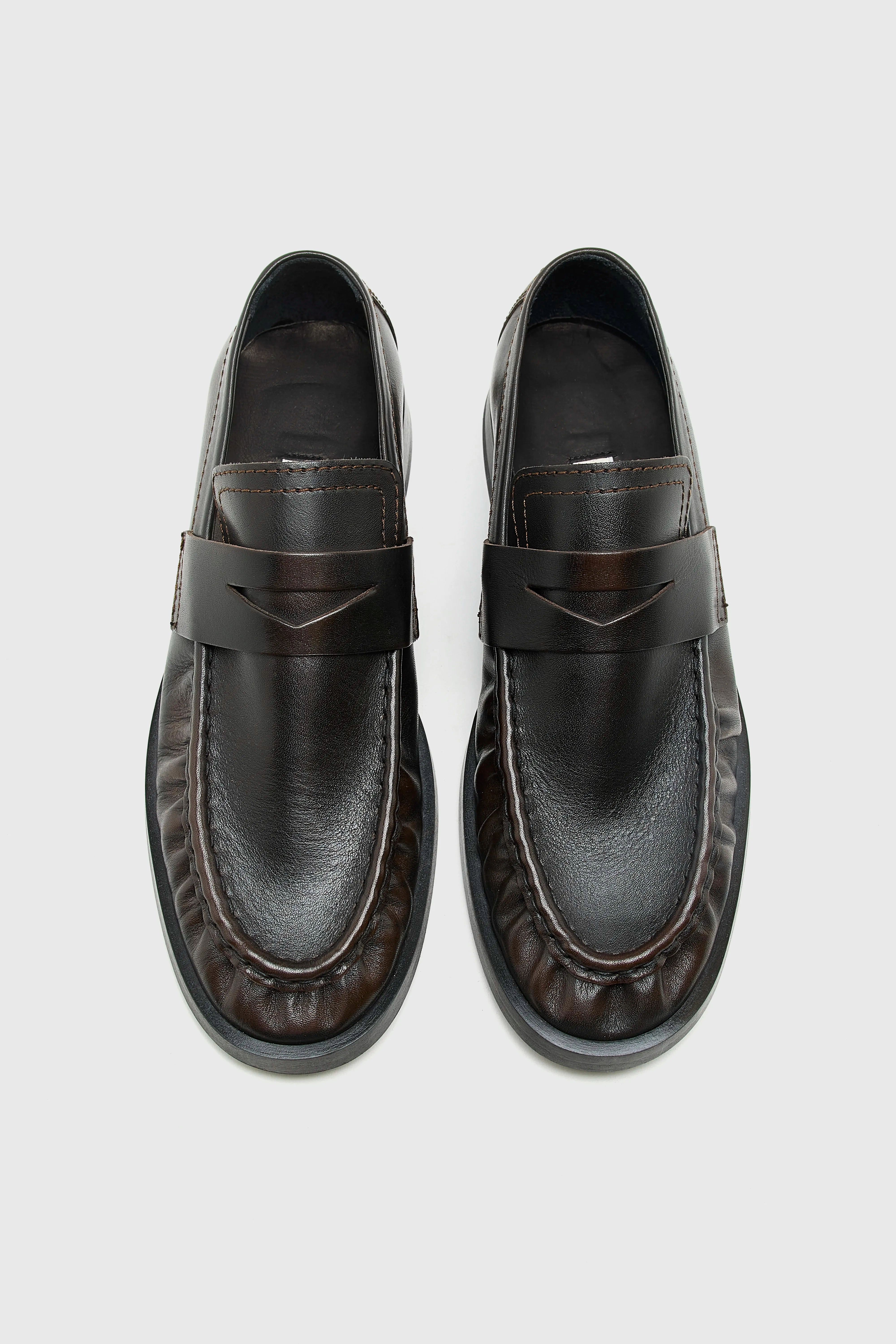 Slim Profile Cozy Lining Zita Brown Black Moccasin Loafers  (252 / W / BROWN)